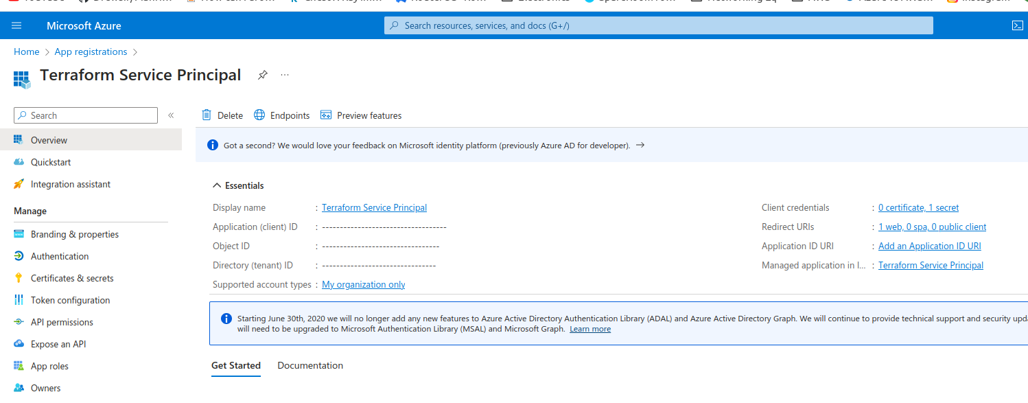 Assigning service principal to subscription